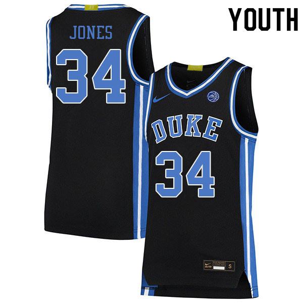 Youth #34 Bates Jones Duke Blue Devils College Basketball Jerseys Sale-Black - Click Image to Close